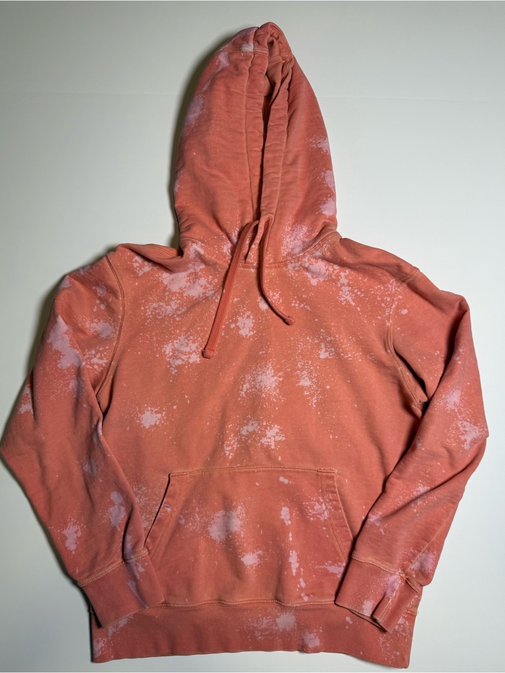 American Eagle Women’s Coral Pink Tie-Dye Fleece Pullover Hoodie Drawstring M